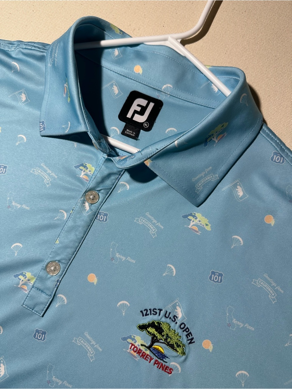 FootJoy Light Blue 121st U.S. Open Torrey Pines Embroidered Golf Polo